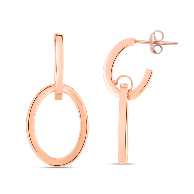 14K Gold Interlocking Drop Hoops-Rose | Push Back