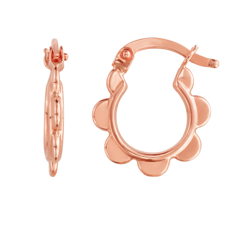 14K Scalloped Hoop-Rose | Hinged