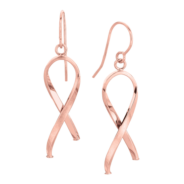 14K Gold Ribbon Freeform Earring-Rose | Euro Wire