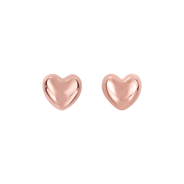 14K Gold Small Polished Heart Post Earring-Rose | Push Back