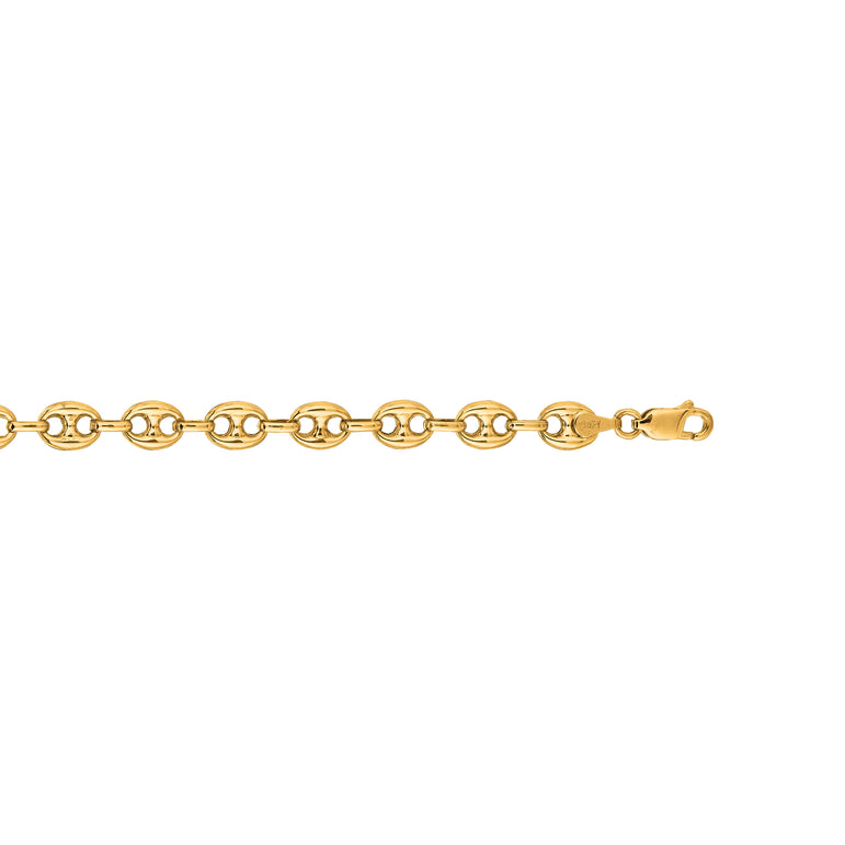 14K Gold 9mm Puffed mariner Chain -Yellow | Lobster