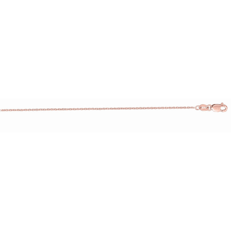 14K Gold 1.3mm Diamond Cut Cable Chain -Rose | Lobster