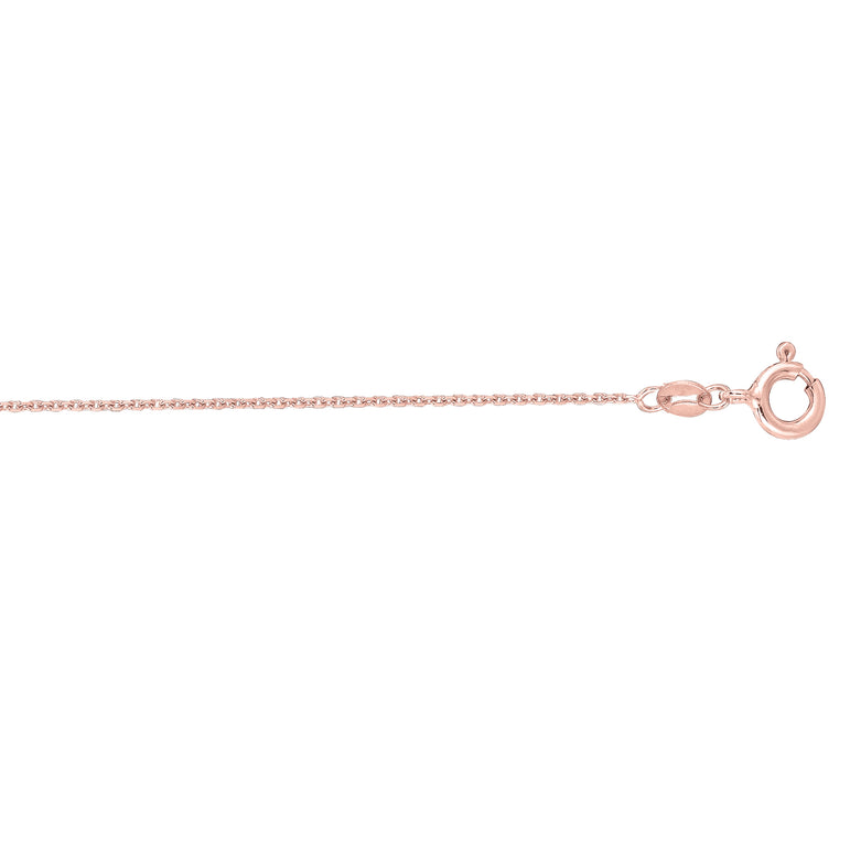 14K Gold 1.1mm Diamond Cut Cable Chain -Rose | Spring Ring