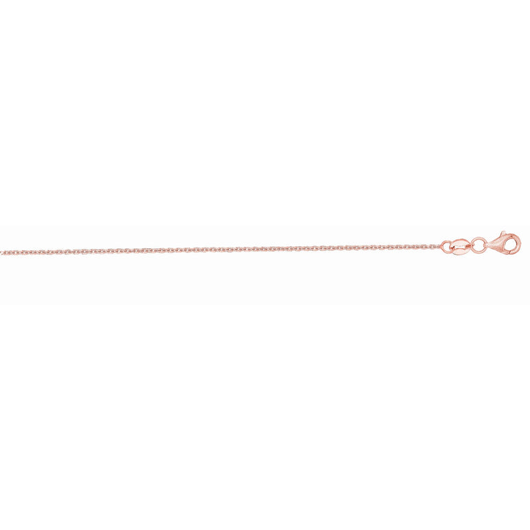 14K Gold 1.1mm Diamond Cut Cable Chain -Rose | Lobster