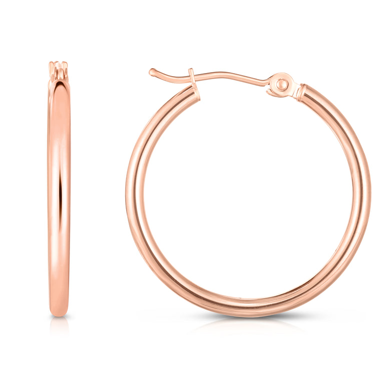 14K Gold 2x25mm Hoops-Rose | Hinged
