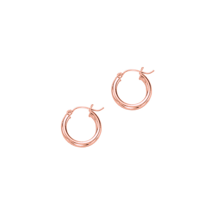 14K Gold 3x15mm Hoops-Rose | Hinged