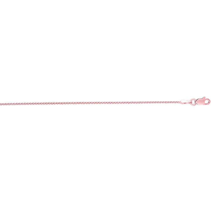 14K Gold 1mm Diamond Cut Round Wheat Chain -Rose | Lobster