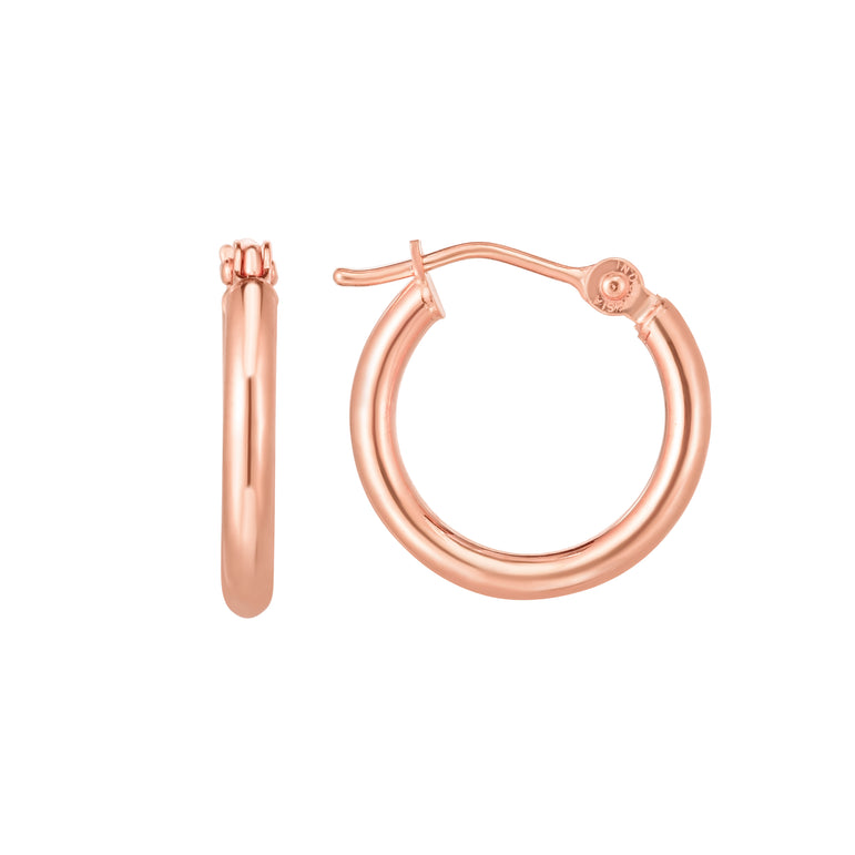 14K Gold 2x15mm Hoops-Rose | Hinged