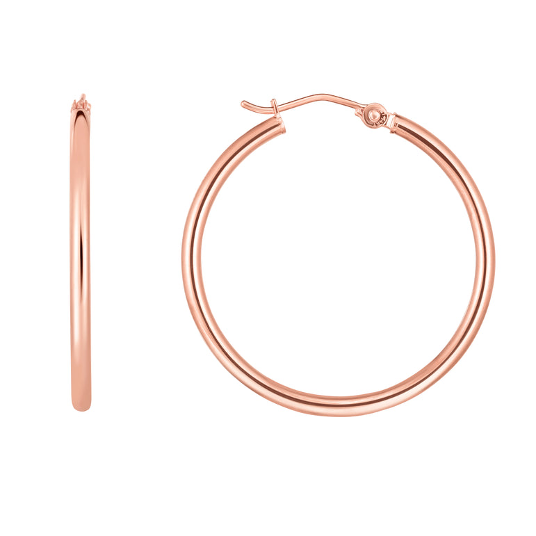 14K Gold 2x30mm Hoops-Rose | Hinged