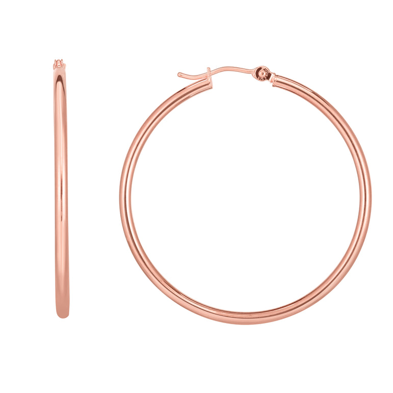 14K Gold 2x40mm Hoops-Rose | Hinged