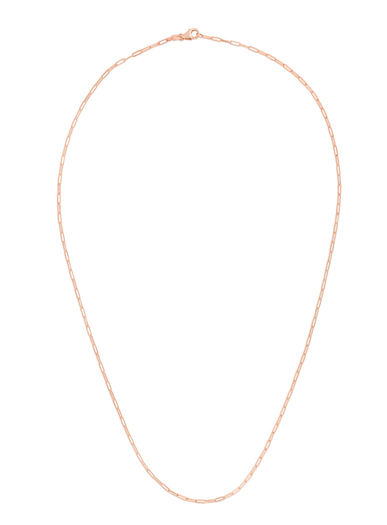 14K Gold 1.5mm Paperclip Chain-Rose | Pear Shaped Lobster
