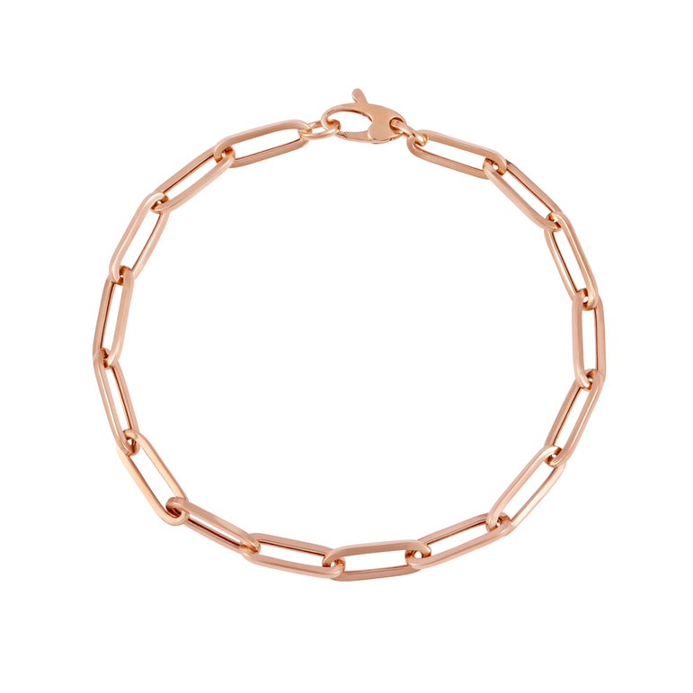14K Gold 4.2mm Paperclip Chain -Rose | Almond Lobster