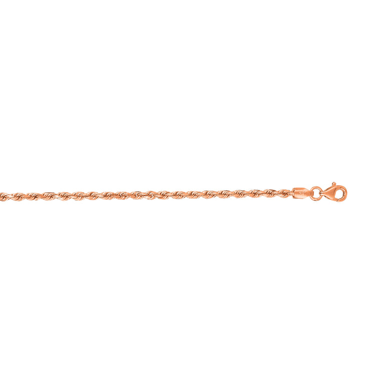 14K Gold 2.5mm Solid Royal Rope Chain -Rose | Pear Shaped Lobster