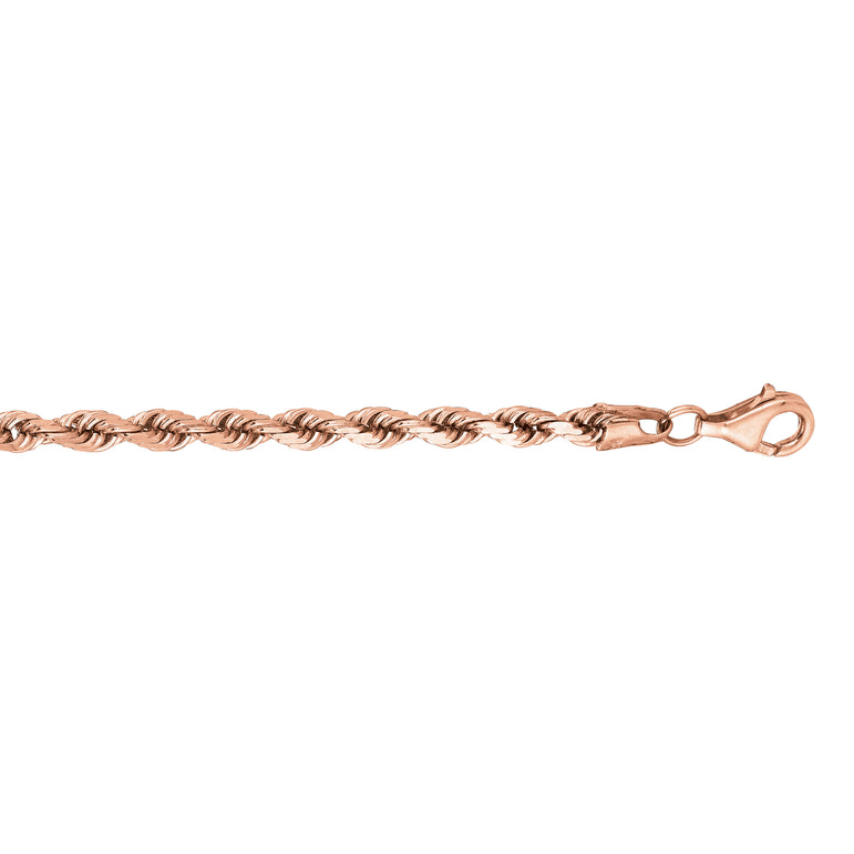14K Gold 8.5" 3.8mm Diamond Cut Royal Rope Chain -Rose | Lobster
