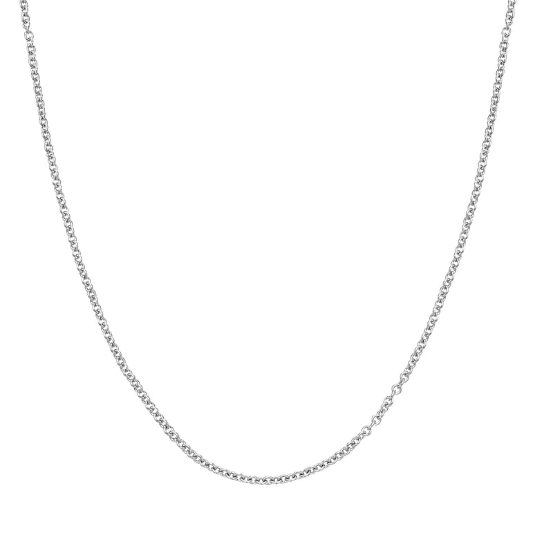 Platinum 2.3mm Oval Cable Chain-White | Lobster