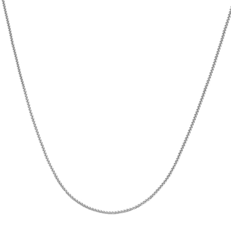 Platinum 1.4mm Diamond Cut Square Wheat Chain-White | Lobster