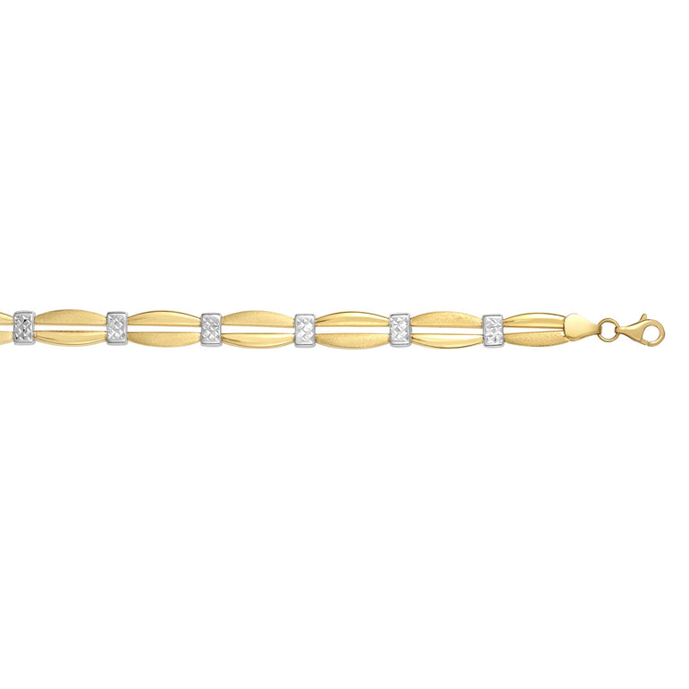 14K Two-tone Gold Station Stampato Bracelet-Two-tone | Lobster