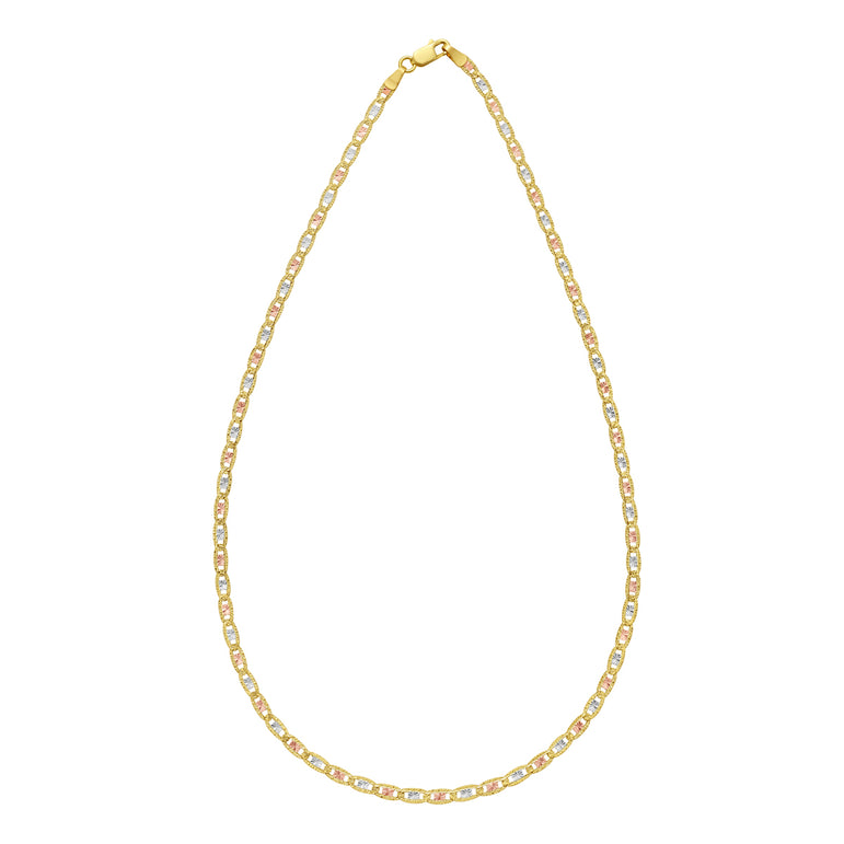 14K Gold 3mm Pave Valentino Chain-Tri-color | Lobster