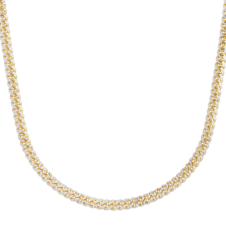 14K 5mm Pave Classic Miami Cuban Chain-Yellow | Box with Both Side Push
