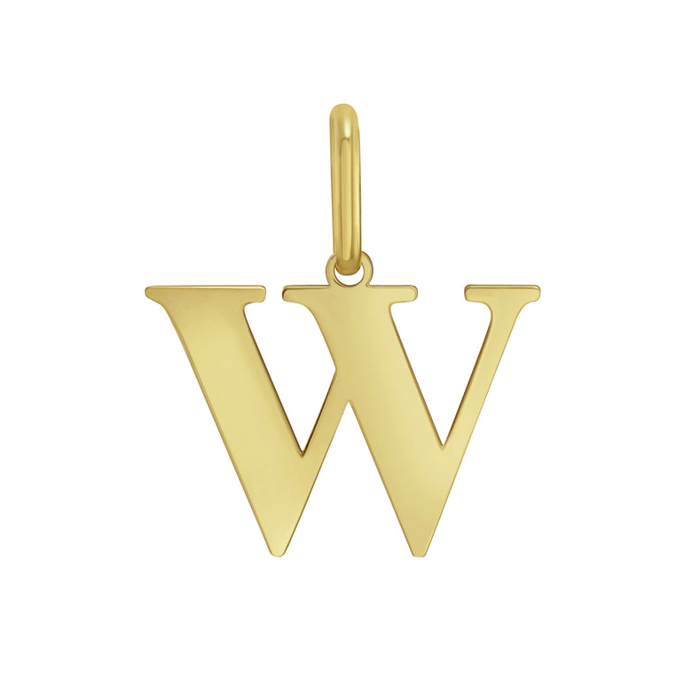 14K Gold Initial W Charm-Yellow