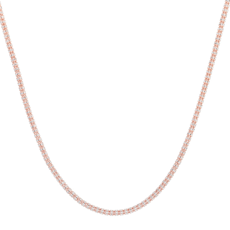 14K Rose 3.3mm Two-Tone Fancy Ice Chain -Rose | Lobster