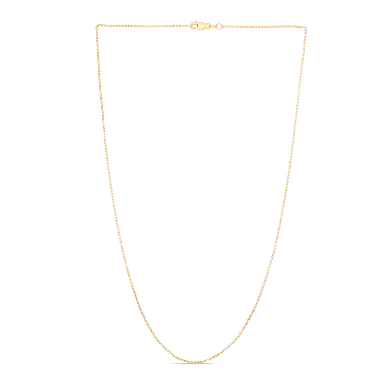14K Gold 1.1mm Diamond Cut Rolo Chain-Yellow | Lobster