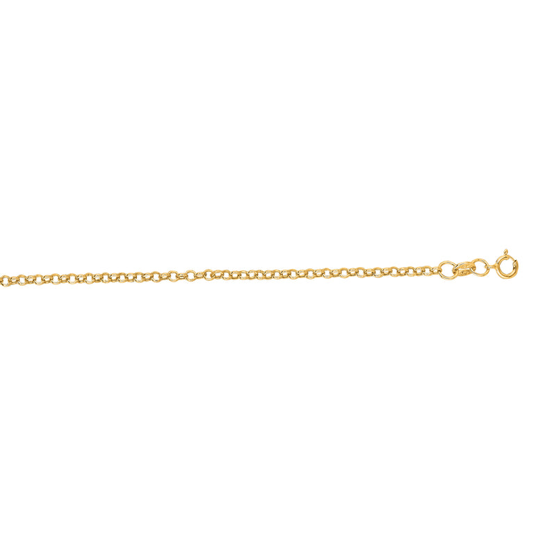 14K Gold 1.9mm Lite Rolo Chain-Yellow | Spring Ring