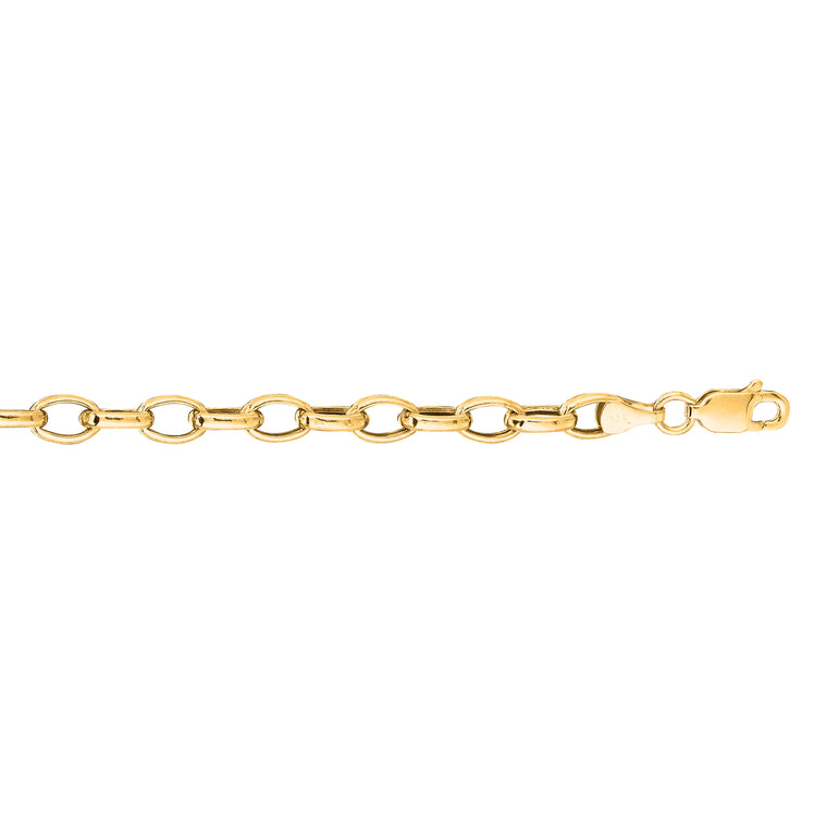 14K Gold 4.6mm Lite Oval Rolo Chain -Yellow | Lobster