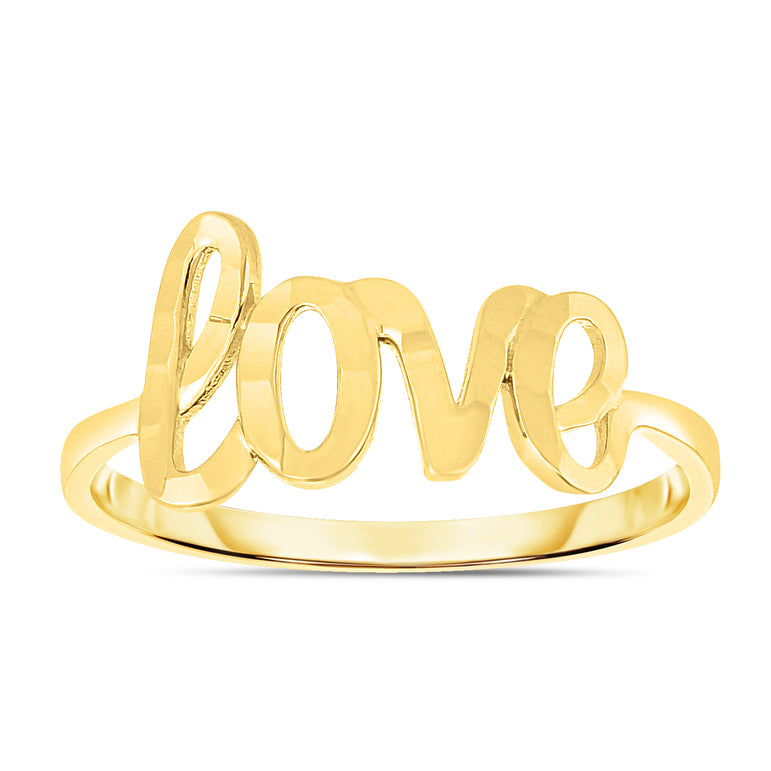 14K Gold "Love" Ring-Yellow