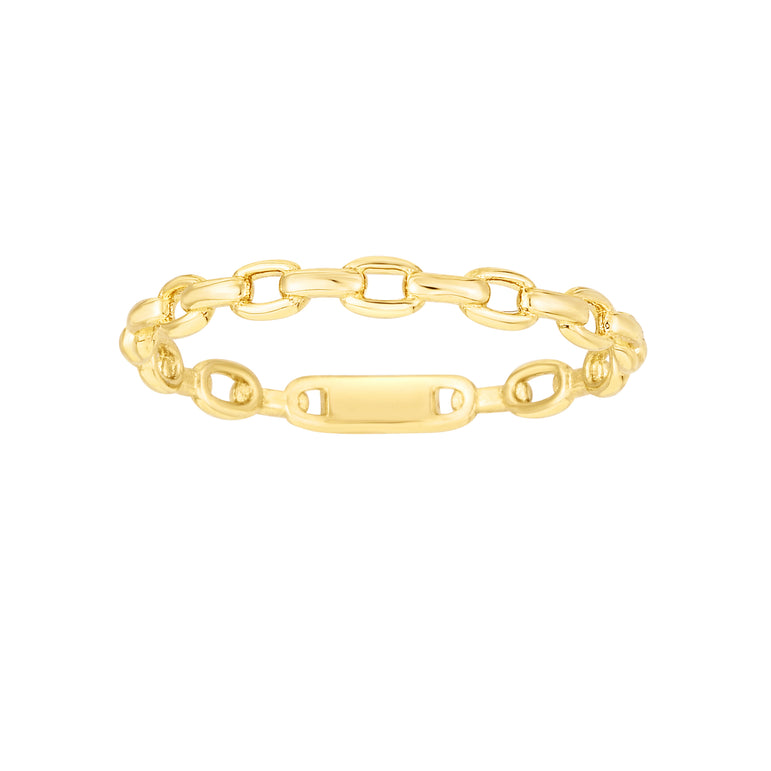 14K Yellow Gold Oval Links Ring-Yellow