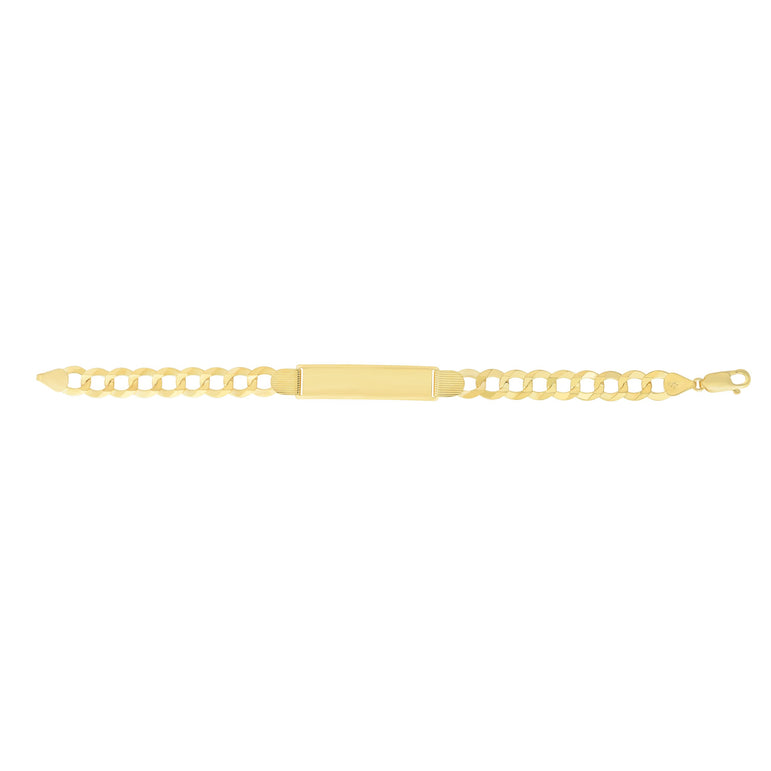 14K Gold 10mm Polished Curb ID Bracelet-Yellow | Lobster