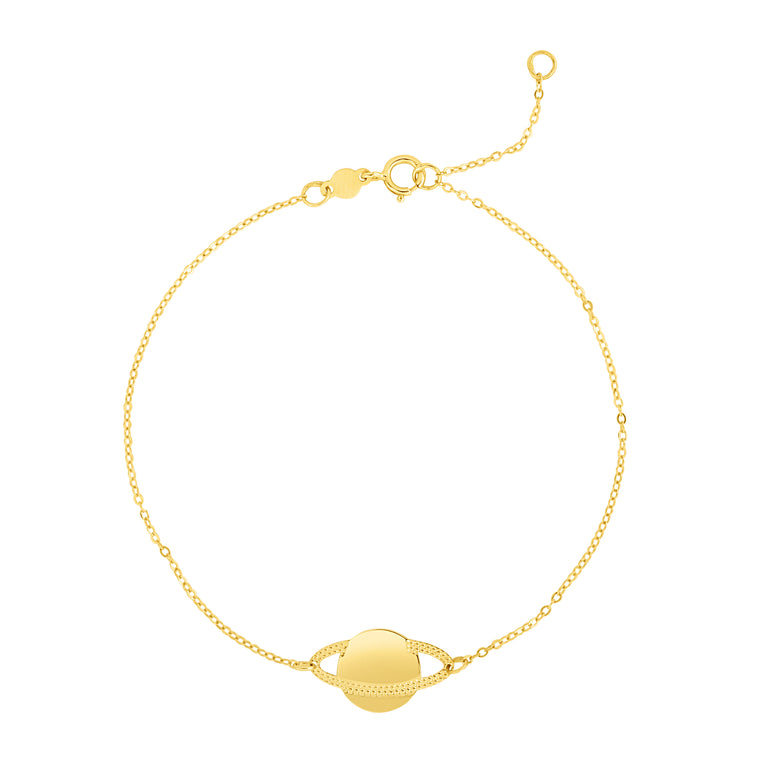 14K Gold Saturn Bracelet-Yellow | Spring Ring