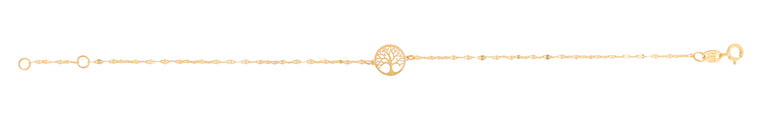 14K Gold Tree of Life on Mirror Chain Bracelet-Yellow | Spring Ring