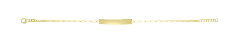 14K ID Bar Paperclip Bracelet-Yellow | Pear Shaped Lobster