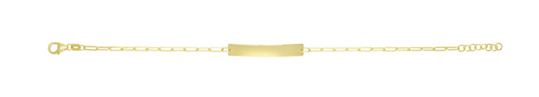 14K ID Bar Paperclip Bracelet-Yellow | Lobster