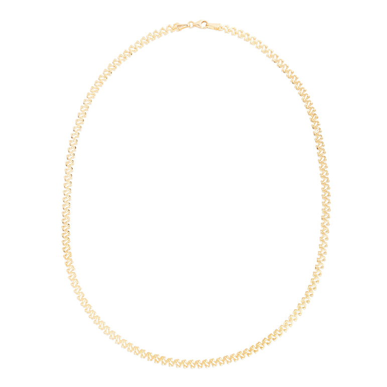 14K Gold Textured Fancy Chain-Yellow | Pear Shaped Lobster