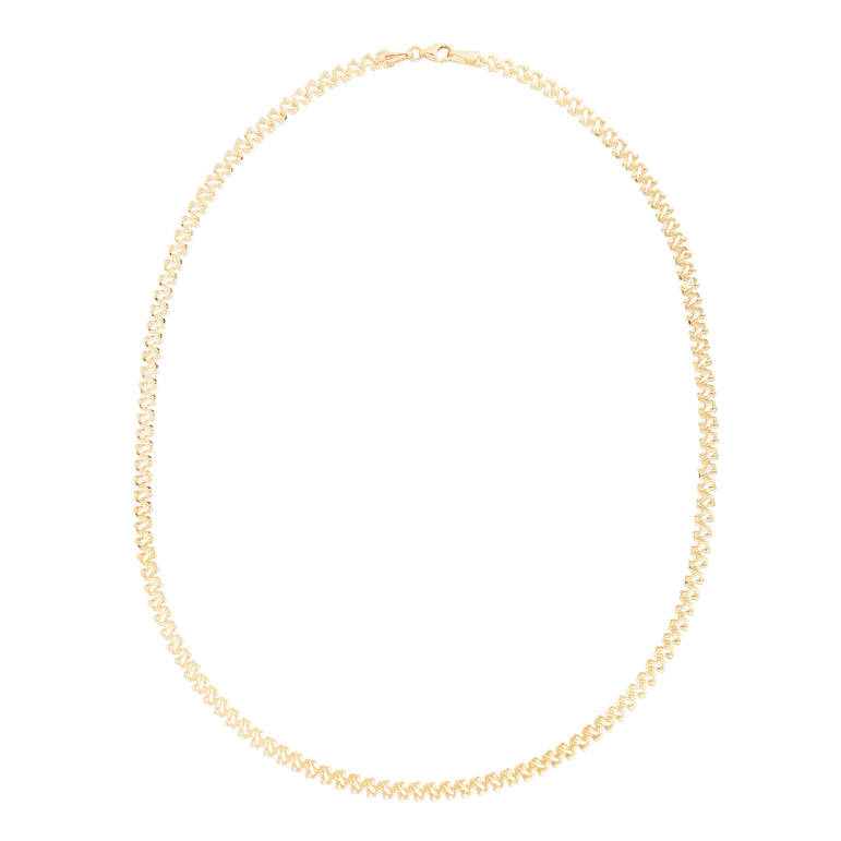 14K Gold Textured Fancy Chain-Yellow | Lobster