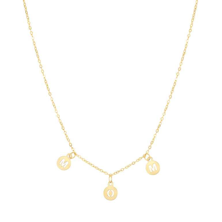 14K "Mom" Necklace -Yellow | Spring Ring