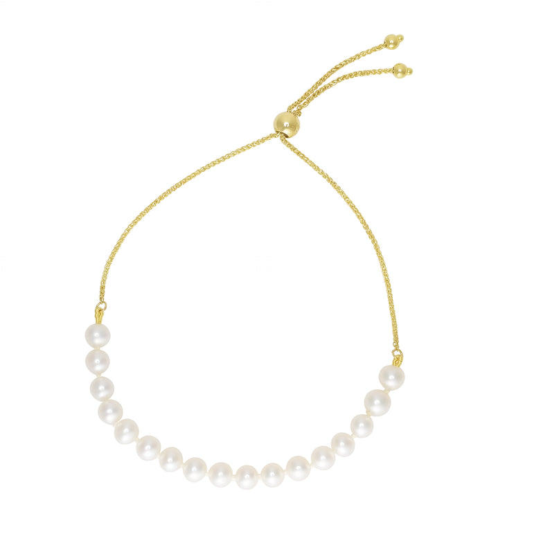 14K Pearl Strand Friendship Bracelet-Yellow | Draw String