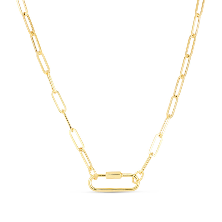 14K Classic Carabiner Paperclip Necklace-Yellow | Carabiner