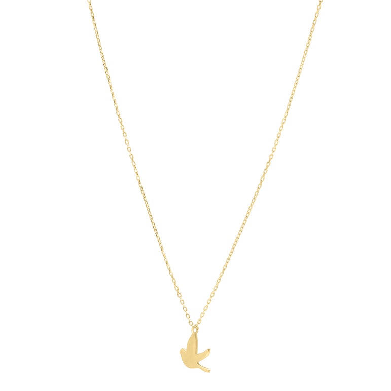 14K Dove Necklace -Yellow | Spring Ring