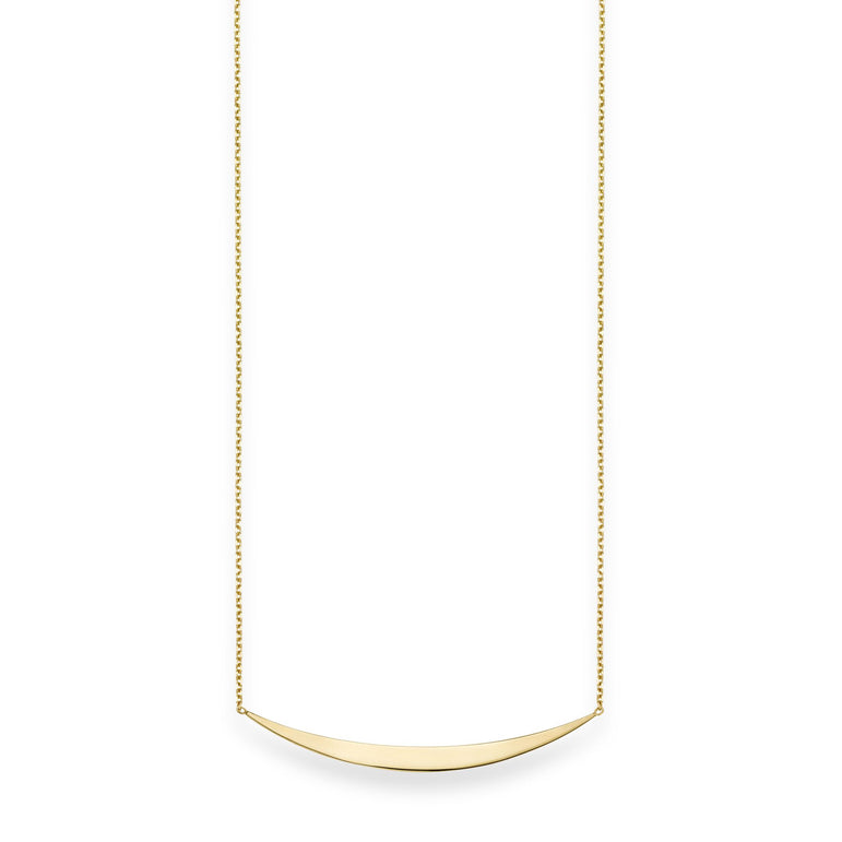 14K Gold Polished Crescent Bar Necklace-Yellow | Lobster