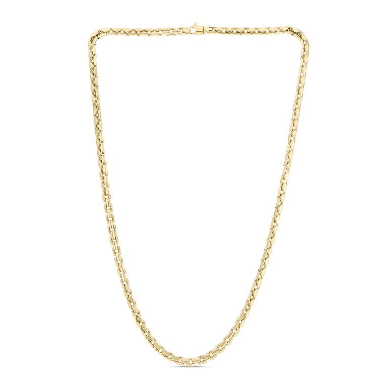 14K 5mm Men's Fancy Box Chain-Yellow | Lobster