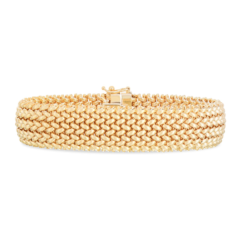 14K Large Mesh Rice Bracelet-Yellow | Box with Figure 8
