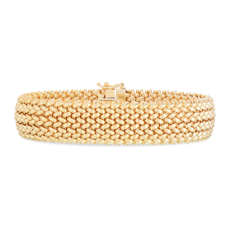 14K Large Mesh Rice Bracelet-Yellow | Box with Figure 8