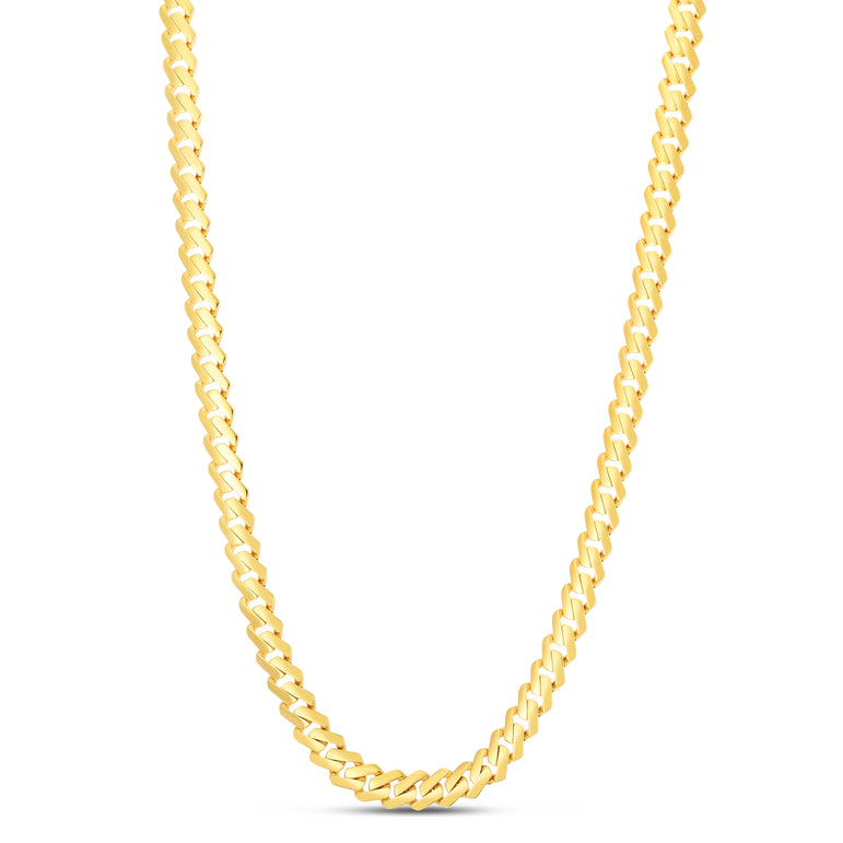 14K 8mm High Polish Modern Lite Edge Chain-Yellow | Box with Both Side Push