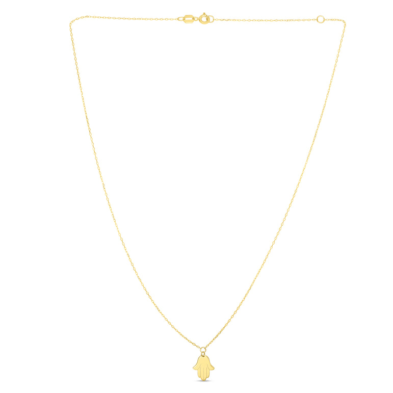 14K Gold Hamsa Necklace-Yellow | Spring Ring