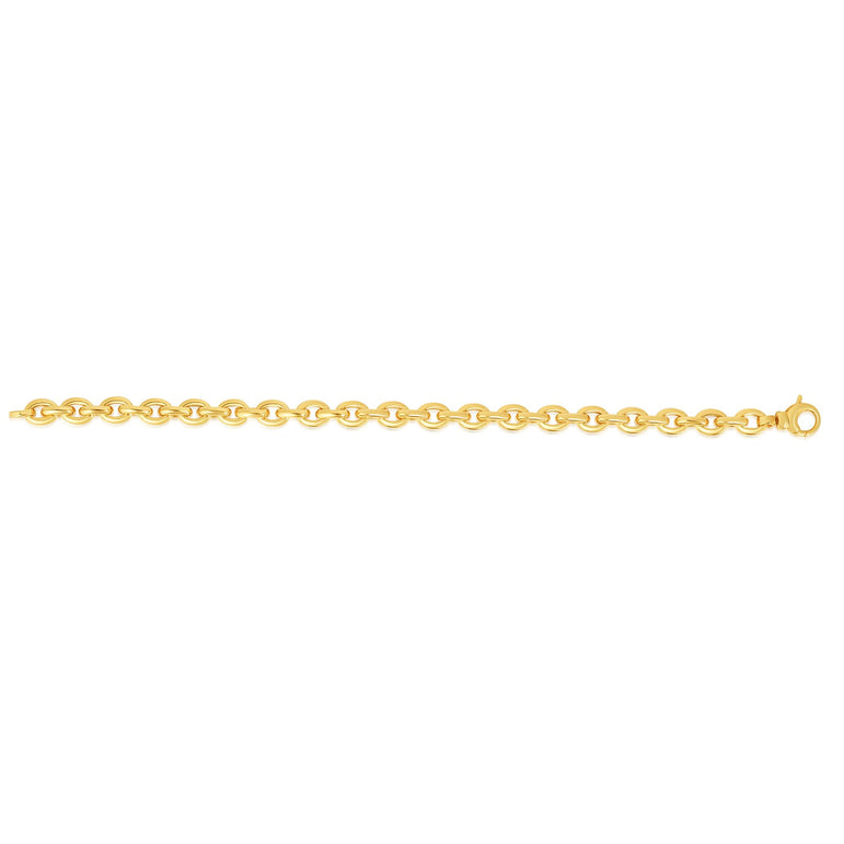 14K Gold Polished Oval Rolo Inspired Link Chain-Yellow | Lobster