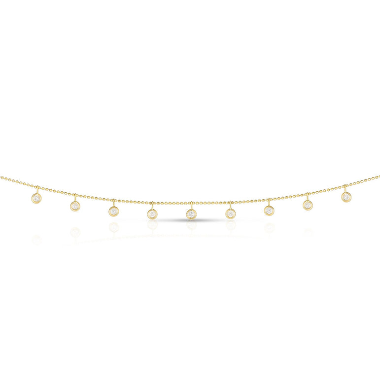 14K Gold .50ct Dangling Diamonds Necklace-Yellow | Spring Ring