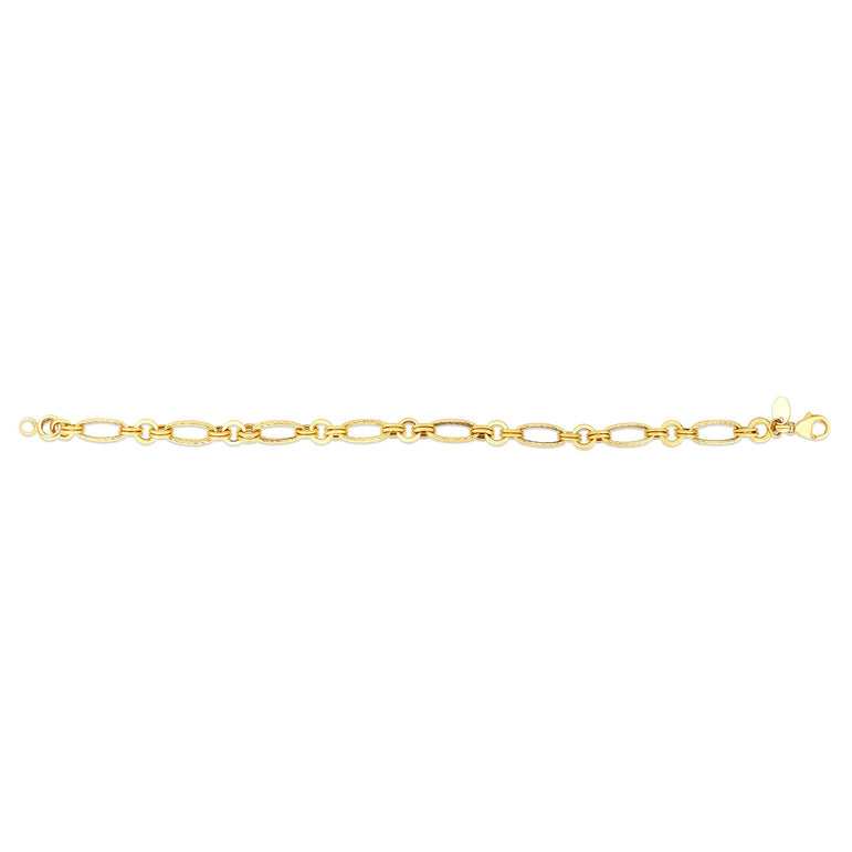 14K Gold Elongated Oval Link Chain-Yellow | Lobster